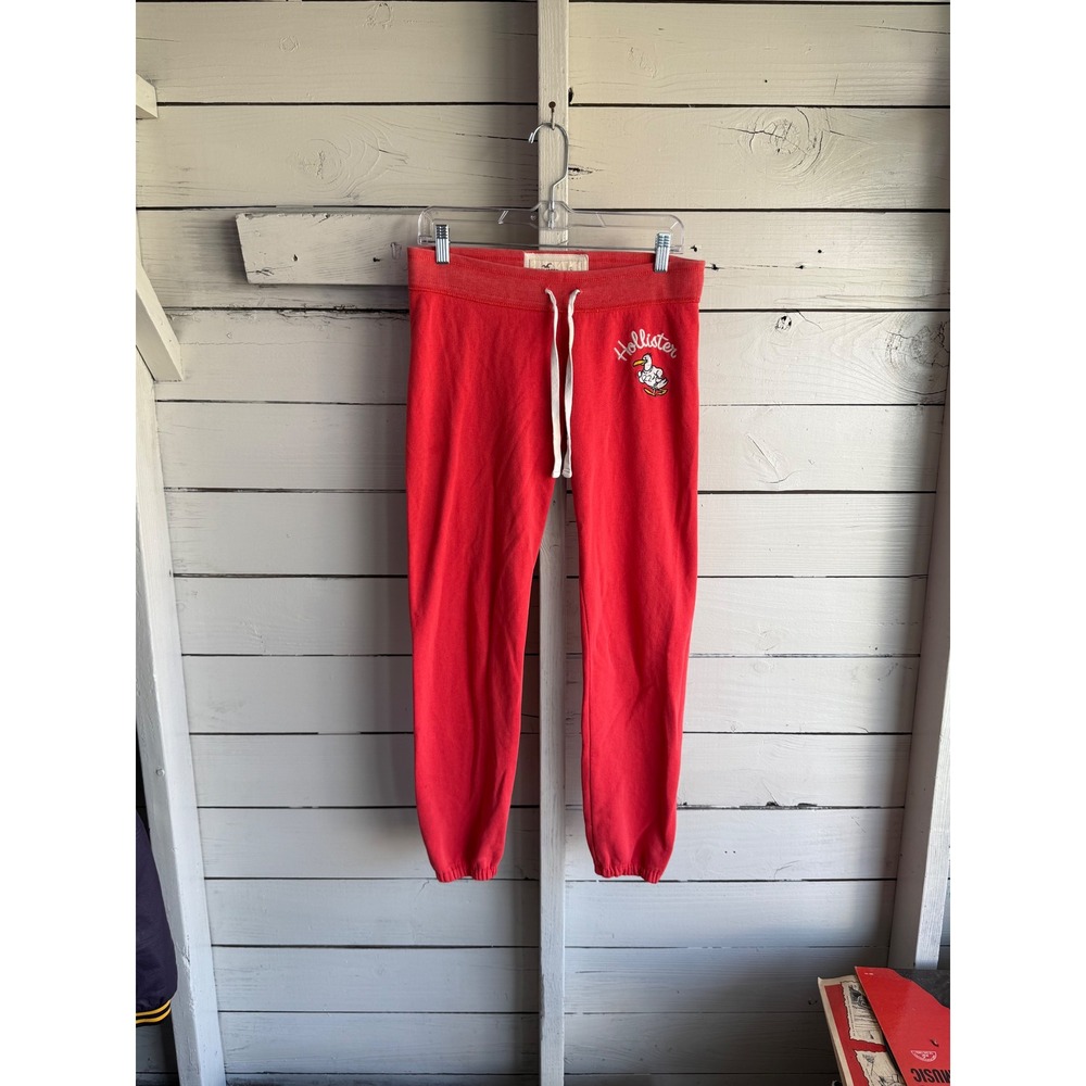 Hollister California Womens Red Graphic Seagull Mascot Sweatpants Joggers Small